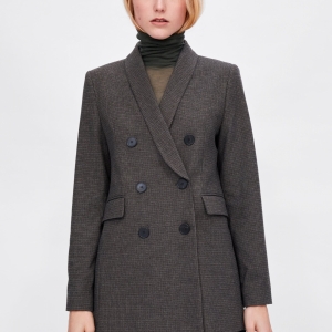 Check blazer with contrast buttons